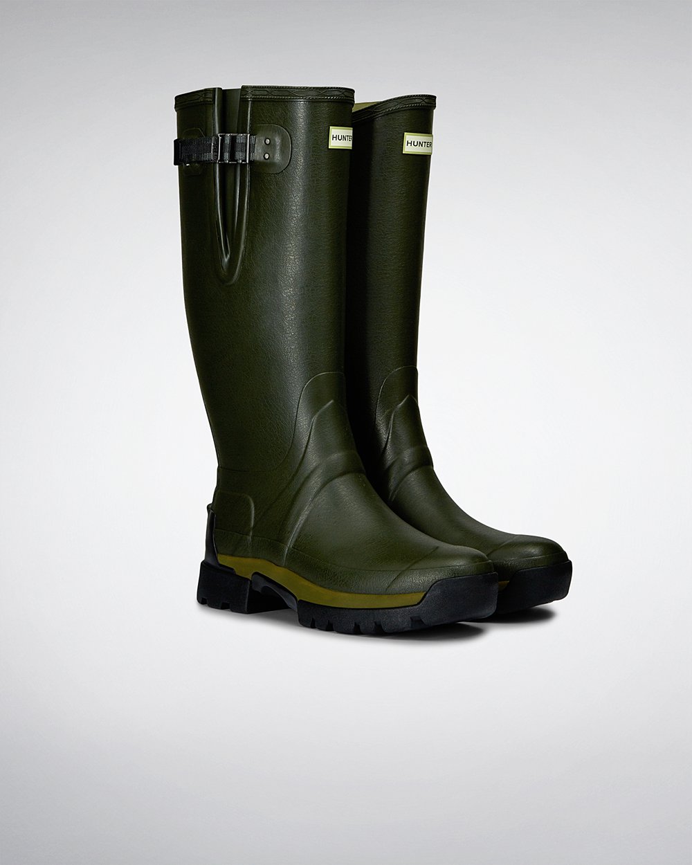 Men Hunter Balmoral Adjustable 3Mm Neoprene | Tall Rain Boots Dark Olive | NZ-72045-DGWF